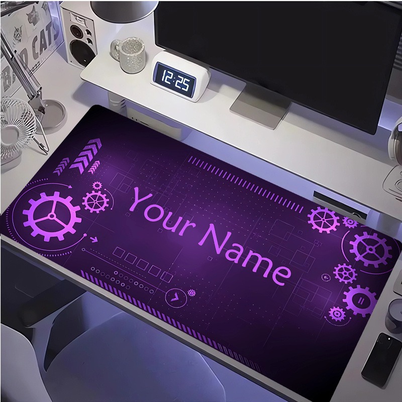 Tech Office Names - แผ่นรองเมาส์สไตล์เทคแบบปรับแต่งได้ ฐานหนา 2 มม. พร้อมชื่อที่กำหนดเอง แผ่นรองโต๊ะที่ทนทาน