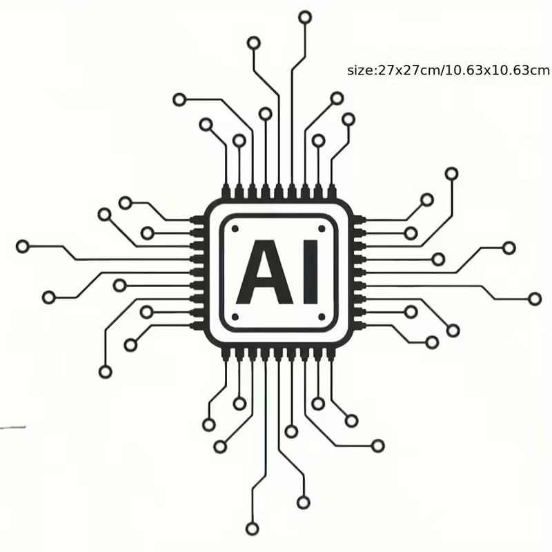 Office Tech Decor - สติ๊กเกอร์ติดผนังไวนิลลายวงจรเทคโนโลยี AI - สติ๊กเกอร์แบบมีกาวในตัวสไตล์การ์ตูนแบบมันเงาสำหรับกระจก สำนักงาน และของตกแต่งบ้าน