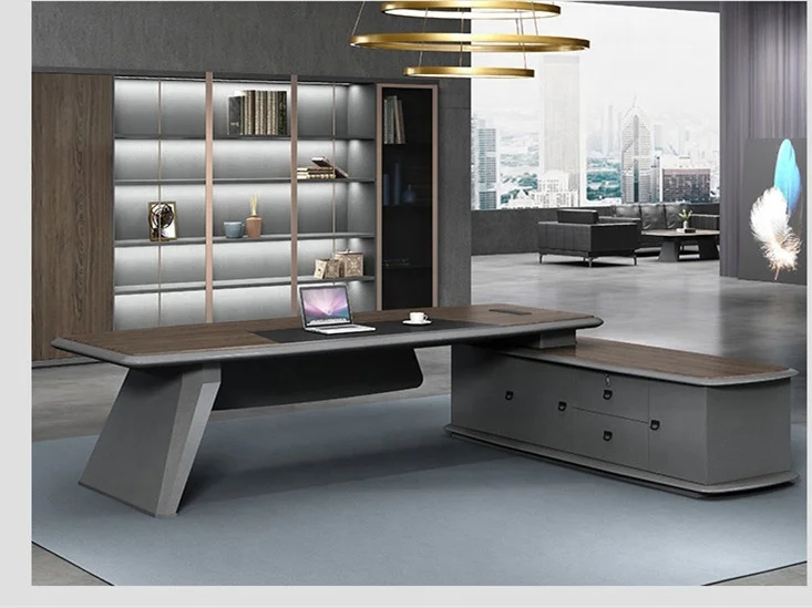 Office Tech Room - โต๊ะทำงานผู้บริหารสุดหรูไฮเทคปี 2026 ขนาดใหญ่ 2400 มม./2800 มม.