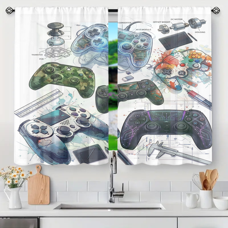Office Tech Room - แผงวงจรควบคุมเกม ผ้าม่านตกแต่งห้องเกมเมอร์ ของตกแต่งห้องแนว Geek Pop Art