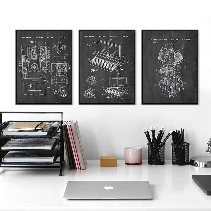 ชุดภาพศิลปะติดผนังลายสิทธิบัตร - Office Tech Decor บทวิจารณ์และราคา